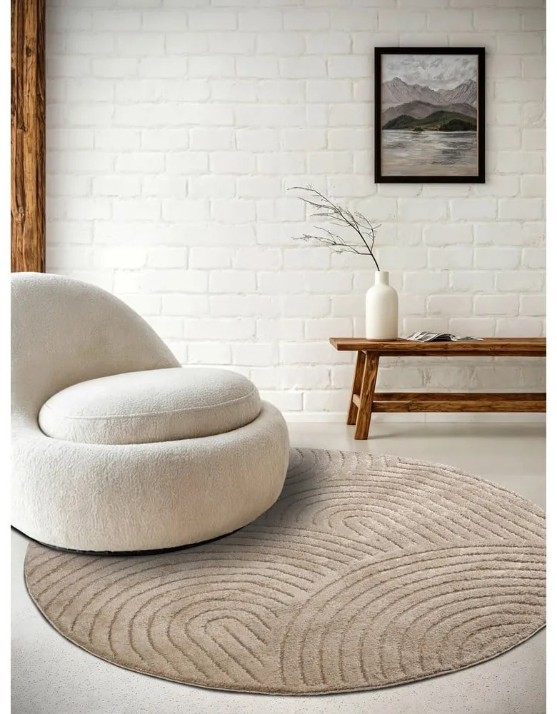 Taupe okrúhly koberec ø 200 cm Panglao New York Taupe – Elle Decoration