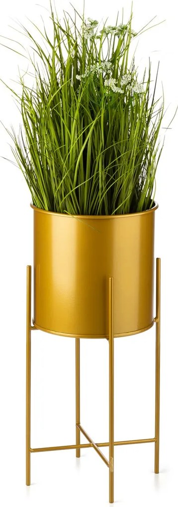 KOVOVÝ KVETINÁČ SO STOJANOM GOLDEN 55X21 CM ZLATÁ