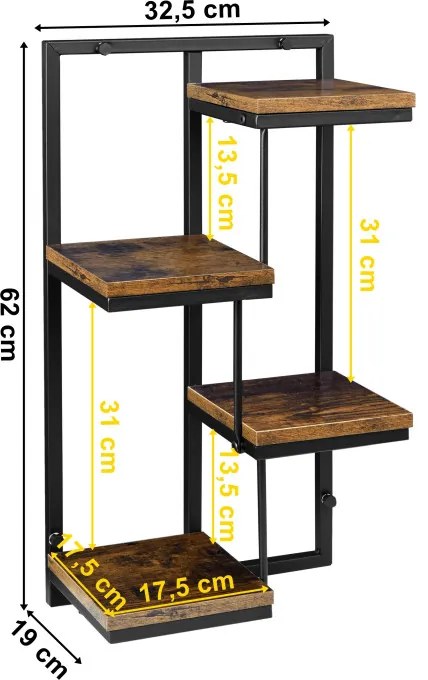 Nástenný stojan na kvety HAGART RUSTIC čierny
