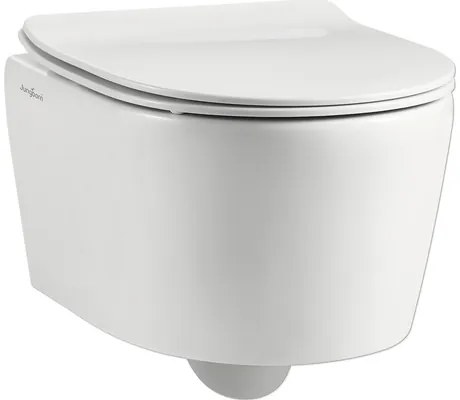 Závesné WC set Jungborn ONE hĺbka 48 cm skrátený bez splachovacieho kruhu vr. WC dosky so Soft-close