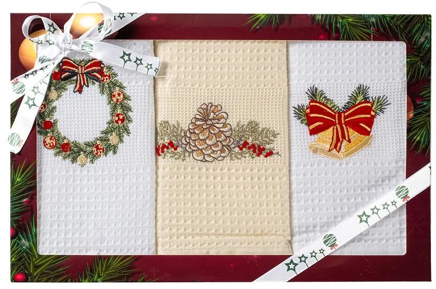 Kuchynské utierky kpl. 3 ks 50x70 cm biely/krémový