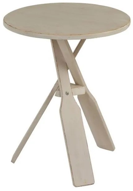 Béžový drevený odkladací stolík s pádlami Paddles - Ø 45 * 56cm