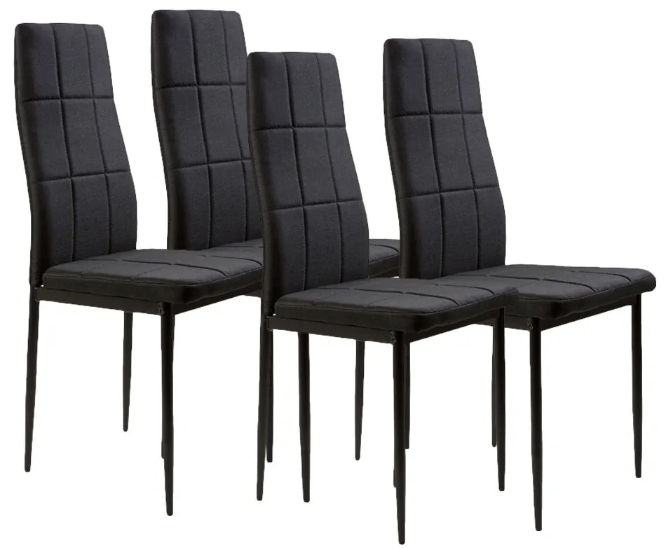 Súprava 4 stoličiek do jedálne, čierna