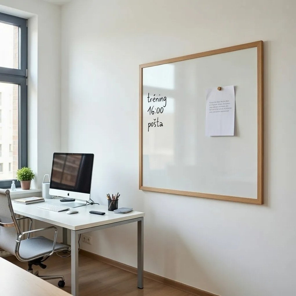 Toptabule.sk  Biela magnetická tabuľa NATURE LINE v drevenom ráme SVETLÝ DUB 60x40 cm