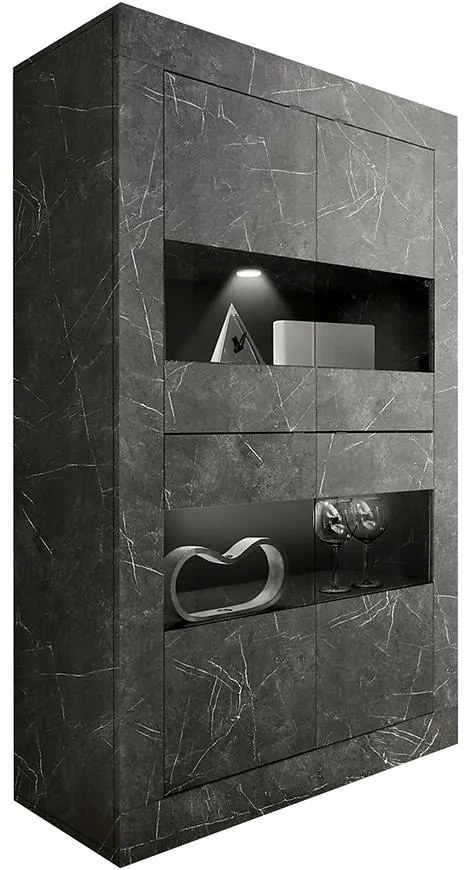 Vitrína Basic mramor sivá/antracit