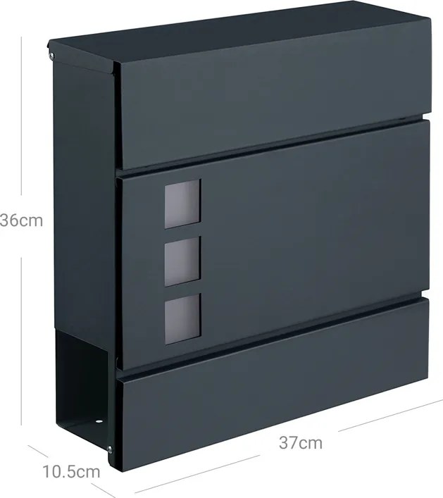 Poštová schránka s valcom na noviny MAIL, 37x10,5x33,5cm, antracitová SongmicsHome