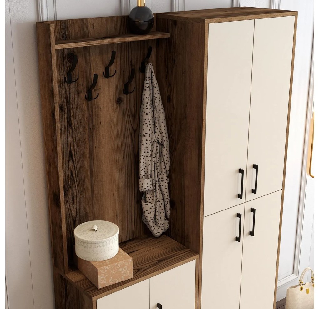 Predsieňová stena Betina BA (orech + krémová). Akcia -18%. Vlastná spoľahlivá doprava až k Vám domov. 1088299