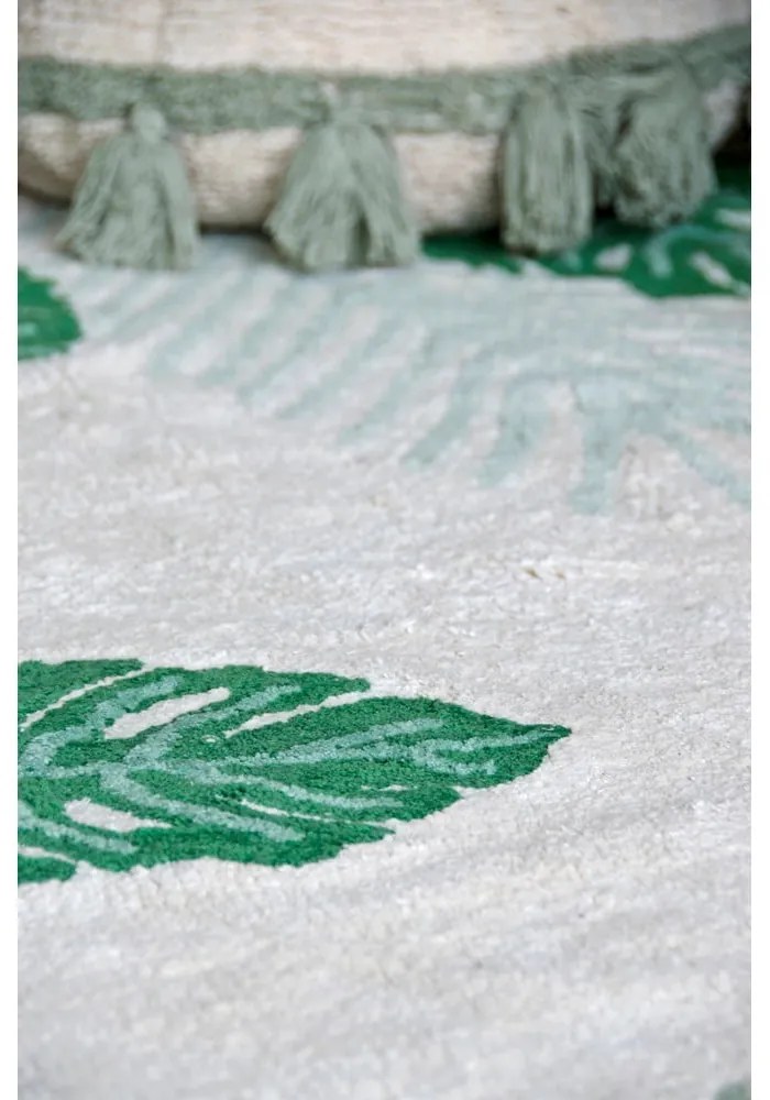 Zeleno-krémový prateľný ručne tkaný bavlnený detský koberec 140x200 cm Tropical Green – Lorena Canals