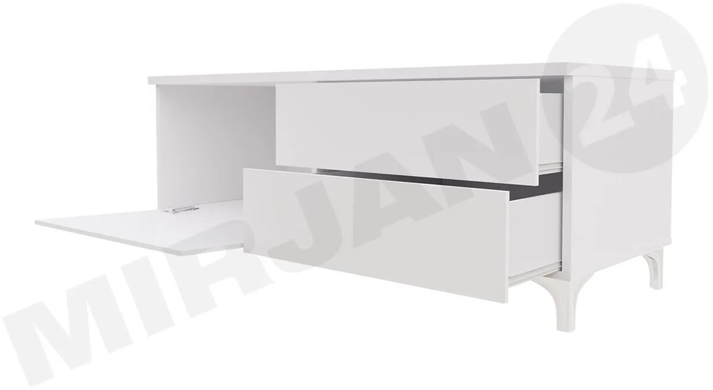 TV stolík Cleo XI-W Double, Farby: biela / čierny lesk