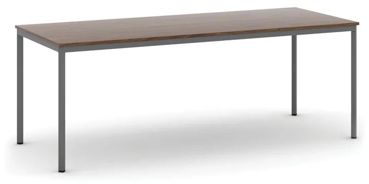 Stôl jedálenský, 2000 x 800 mm, tmavo sivá podnož, orech