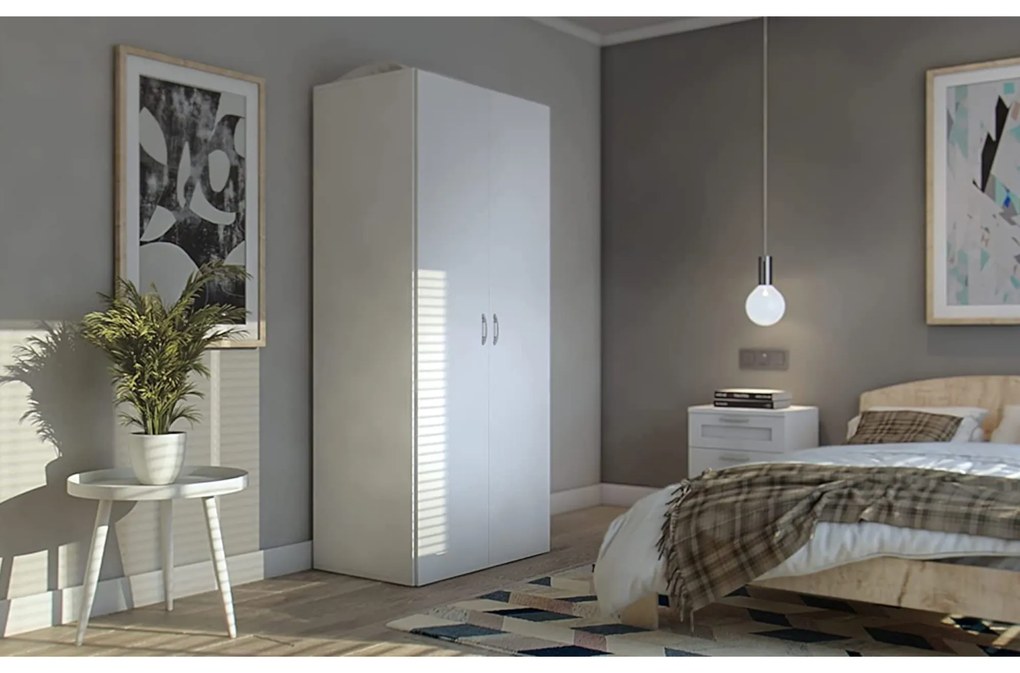 Sconto Šatníková skriňa SEBA 2 biela