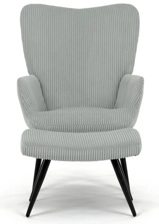 Relaxačné kreslo ušiak s taburetom ROYAL — kov, menčester, mentolová