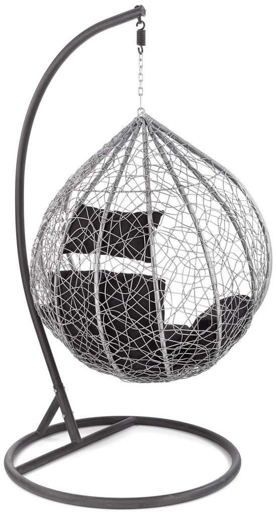 Závesné hojdacie kreslo EGGY šedé/čierne