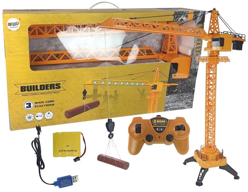 LEAN TOYS Žeriav  na diaľkové ovládanie 2,4GHz 1:14 žltý 100cm  RTR