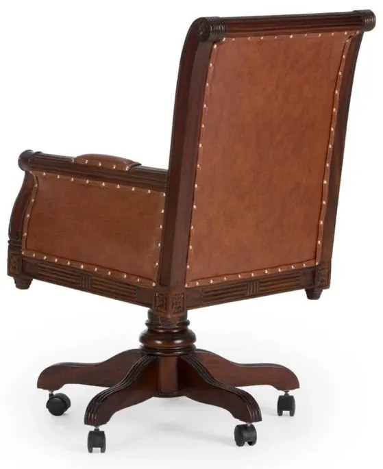 furniture-nabytek.cz - Kancelářské křeslo Cambridge z masivního mahagonu, lakované, hnědé – pravá kůže