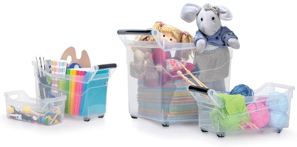 Plastový úložný box na kolieskach NUK4L 17 l - priehľadná
