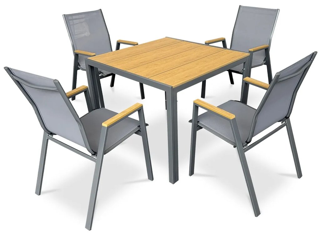Autronic Záhradná stolička, kov, textil, sivá, AZC-S1050 GREY