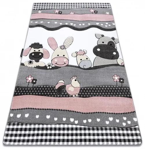 Dywany Łuszczów Detský kusový koberec Petit Farm animals pink - 140x190 cm
