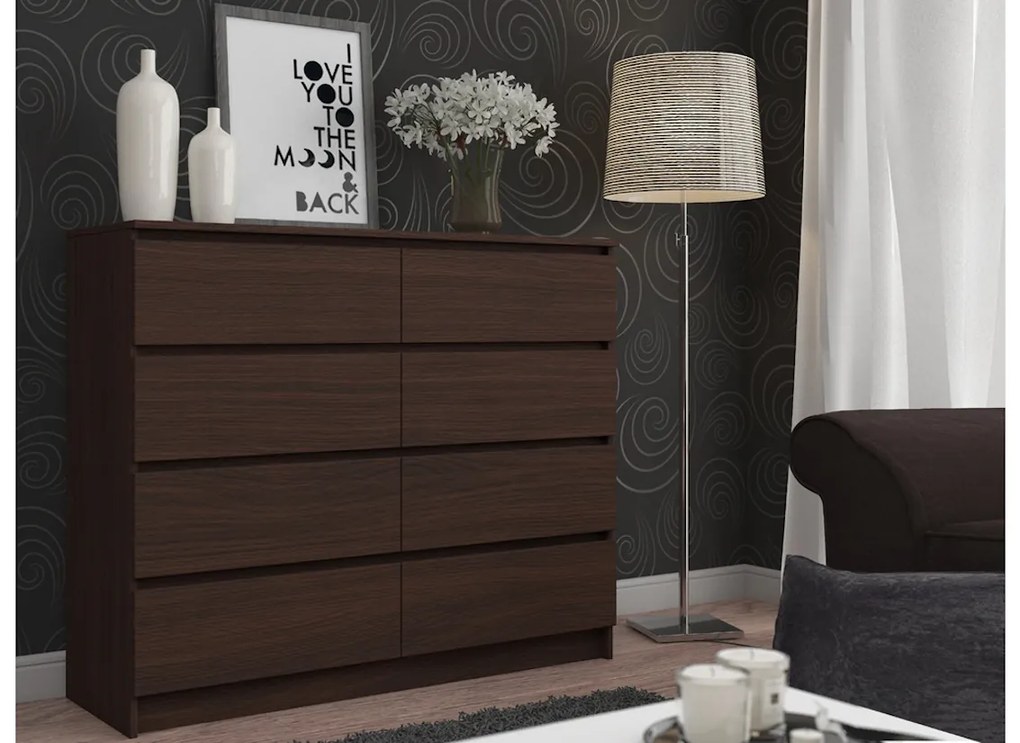 Komoda ARMARIA K140 8SZ, 138x99x40, biela