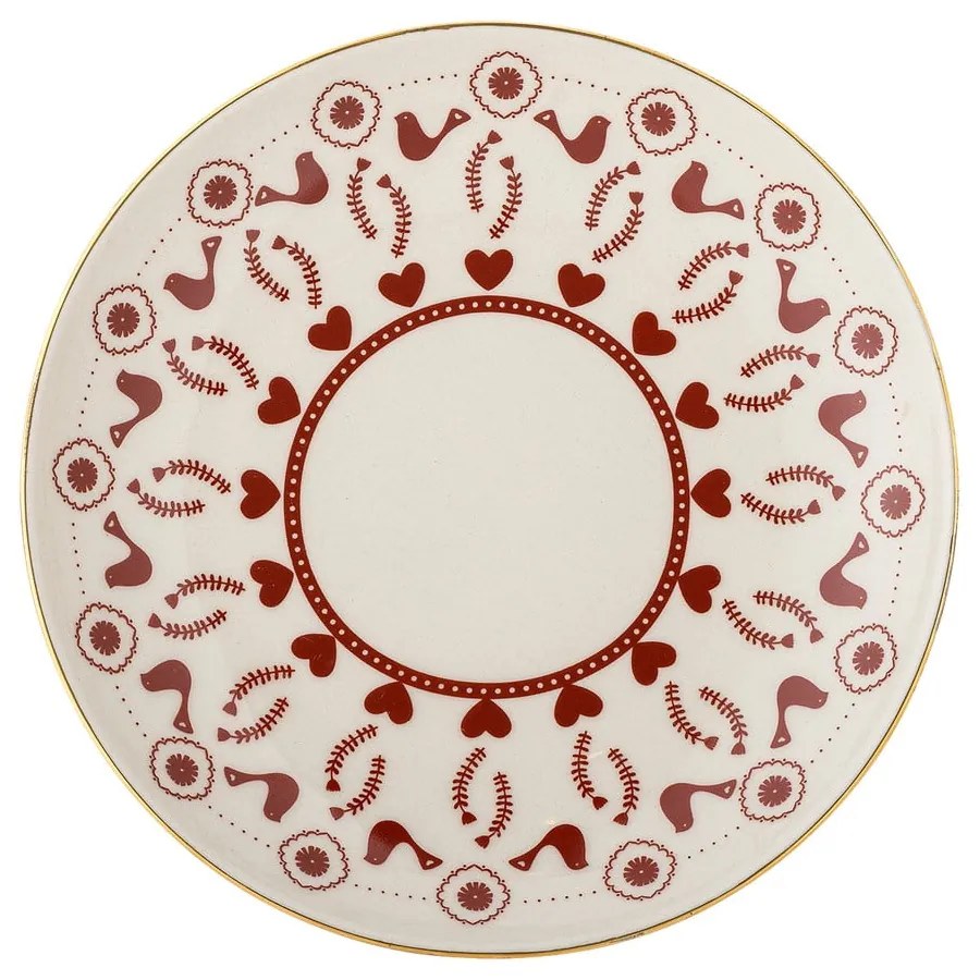 Krémový dezertný tanier s vianočným motívom z kameniny ø 16 cm Jolly – Bloomingville