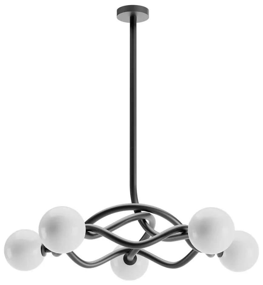 Redo 01-3259 - Luster na tyči CONFUSIO 5xE14/28W/230V, priemer 96 cm, čierny