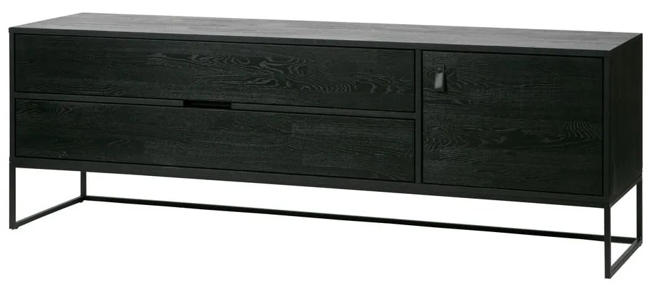 Čierny TV stolík z jaseňového dreva 180x61x44 cm Silas – WOOOD