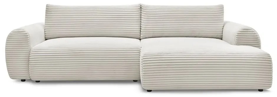 Krémová menčestrová rozkladacia rohová pohovka (pravý roh) Lucien – Bobochic Paris