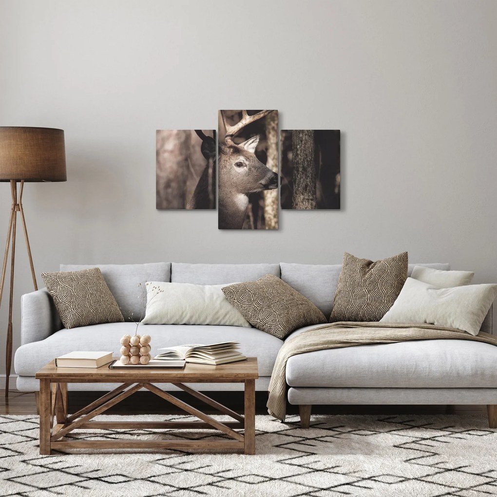 Obraz - Jeleň v lese (90x60 cm)
