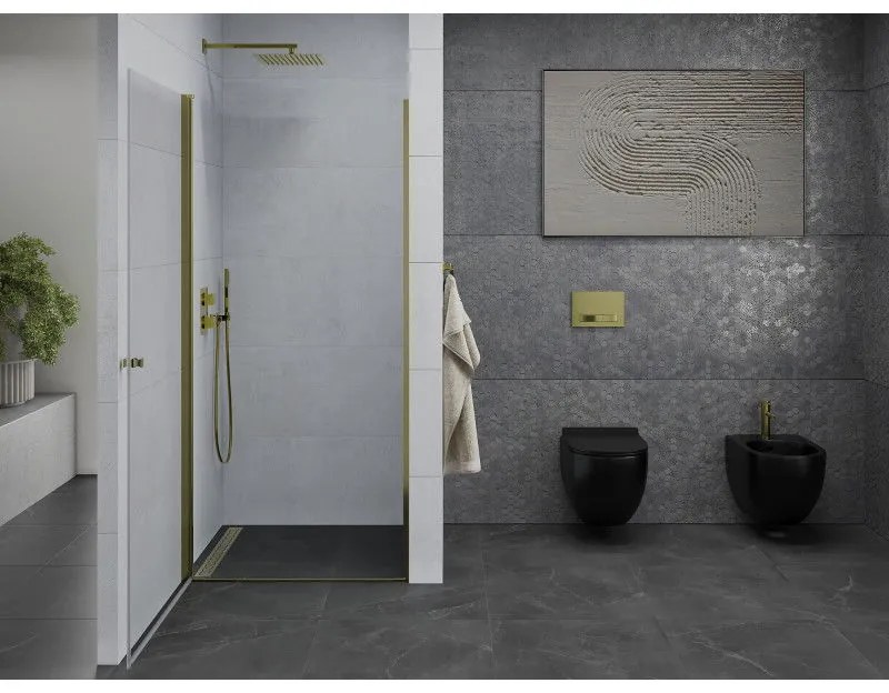 Mexen Pretoria, sprchové dvere do otvoru 90 x 190 cm, 6mm číre sklo, zlatý profil, 852-090-000-50-00