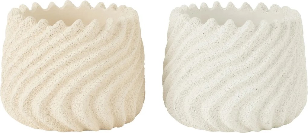Biely a krémový cementový obal na kvetináč Maris - Ø 17*13,5 cm