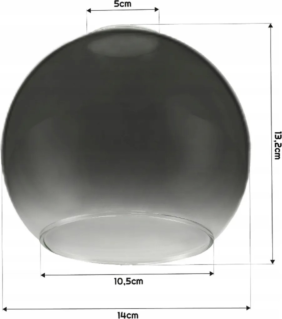 Sklenené tienidlo pre stropnú stolovú lampu v tvare gule, dymovosivý prechod
