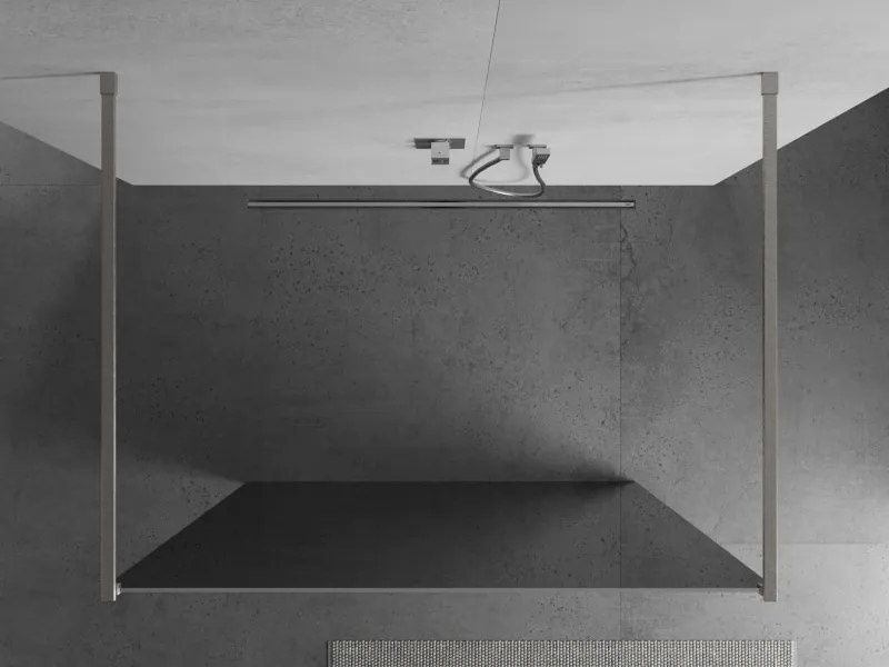 Mexen Kioto, sprchová zástena Walk-In 100 x 200 cm, 8mm sklo vzor zrkadlo, brúsená oceľ profil, 800-100-002-97-50