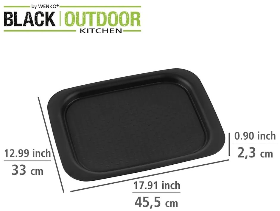 Čierny servírovací podnos Wenko Black Outdoor Kitchen