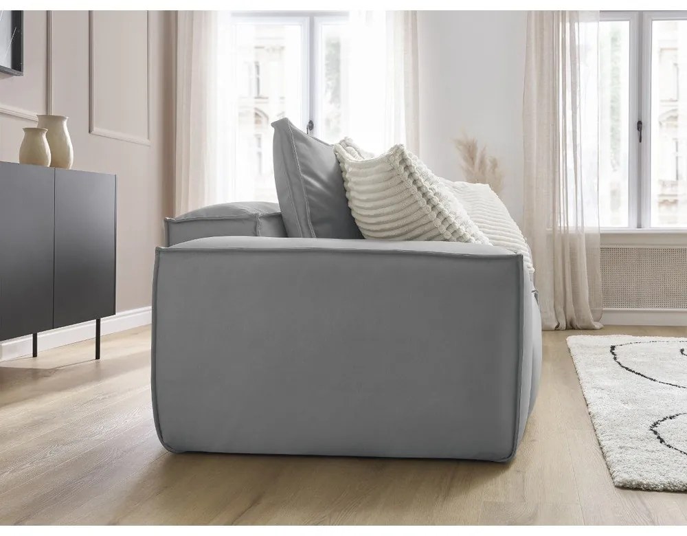 Svetlosivá pohovka z imitácie kože 260 cm Boheme – Bobochic Paris