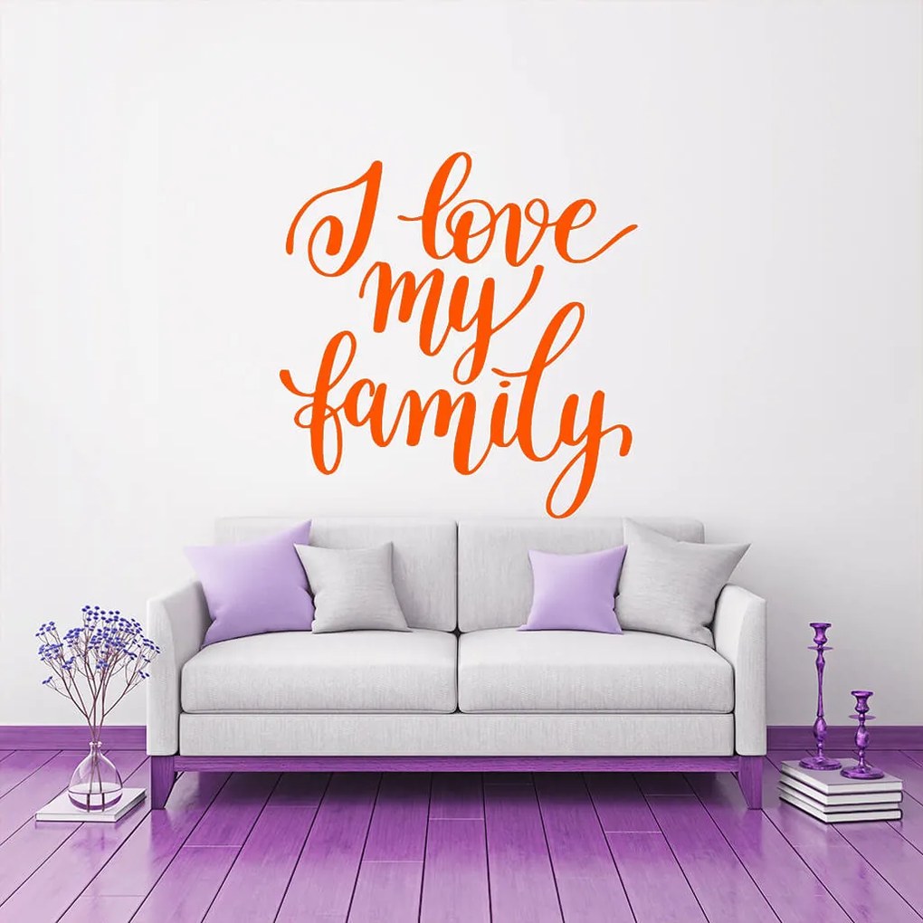 Veselá Stena Samolepka na stenu na stenu I love my family Farba: černá