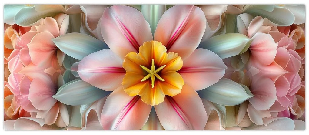 Obraz - Kaleidoskopický kvet (120x50 cm)