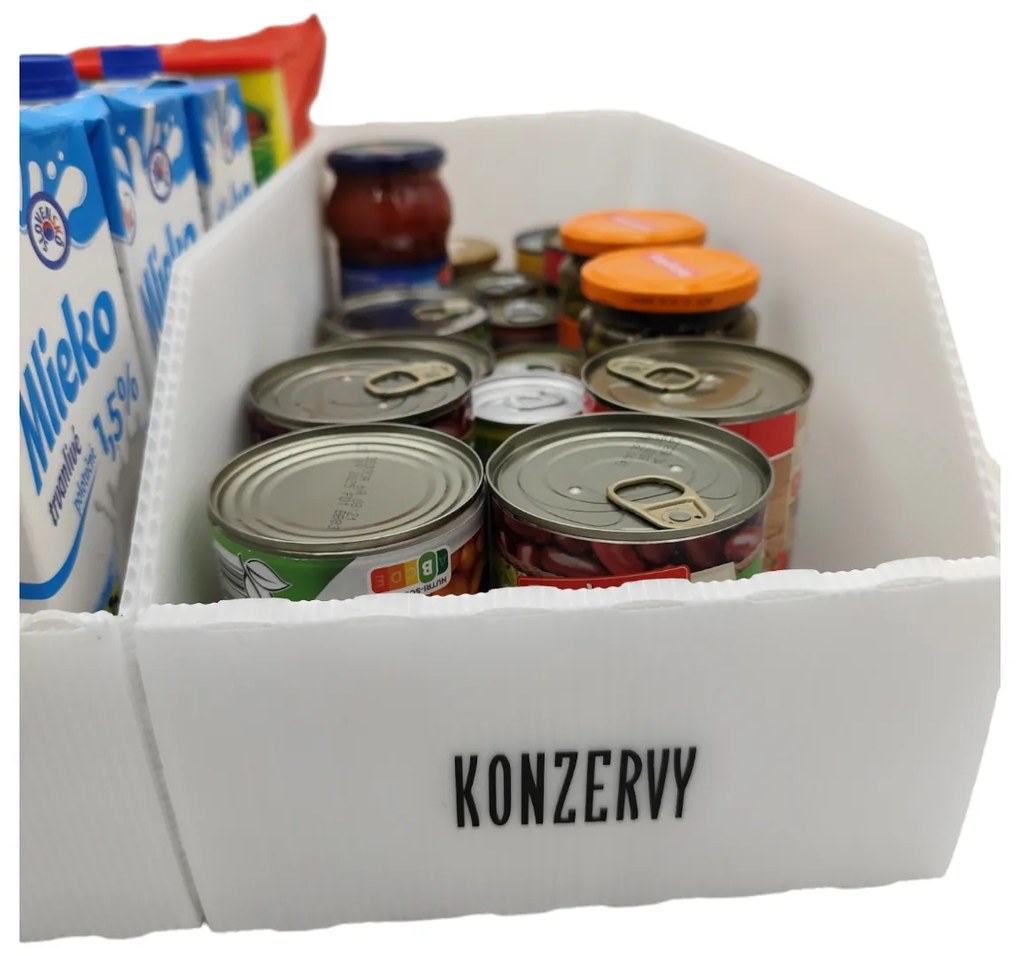 Úložný box, plastový biely 20x50x16cm – do špajze aj do skrine KARTONPLAST