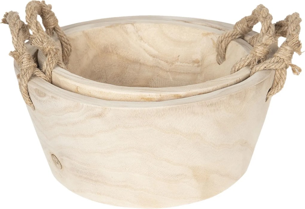 Sada 2 drevených košíkov / misiek - Ø 36 * 16 cm / Ø 29 * 13 cm