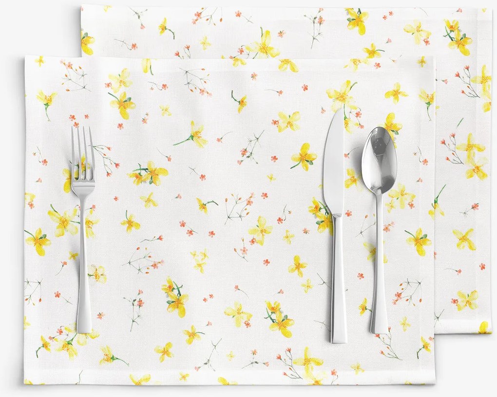 Goldea prestieranie na stôl valencia - kvety narcisov - sada 2ks 30 x 40 cm