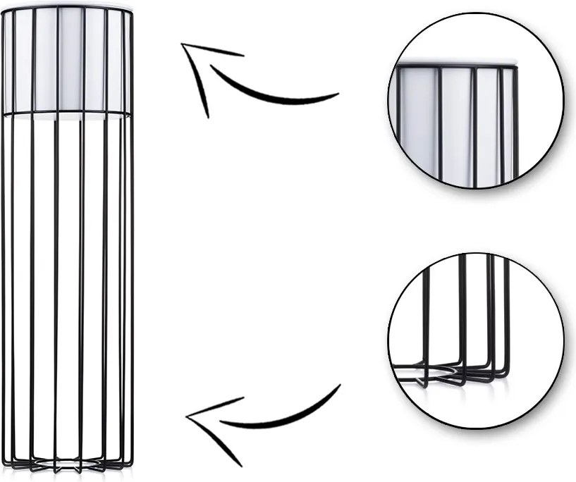 KOVOVÝ KVETINÁČ SO STOJANOM GLAM 70X20 CM BIELA/ČIERNA