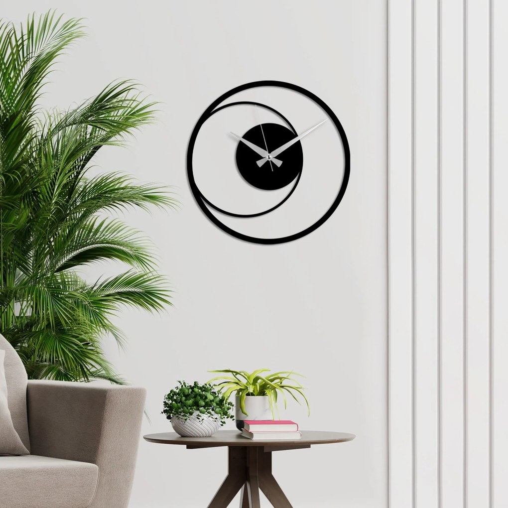 Nástenné kovové hodiny Kruh 15 čierne