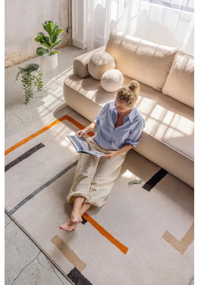 Oranžový/krémovobiely koberec 140x200 cm Linea – Universal