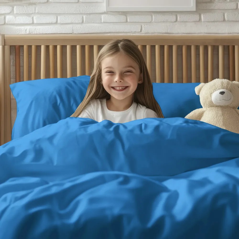 Detské bavlnené posteľné obliečky do postieľky Moni MO-075 Modré Do postieľky 90x120 a 40x60 cm