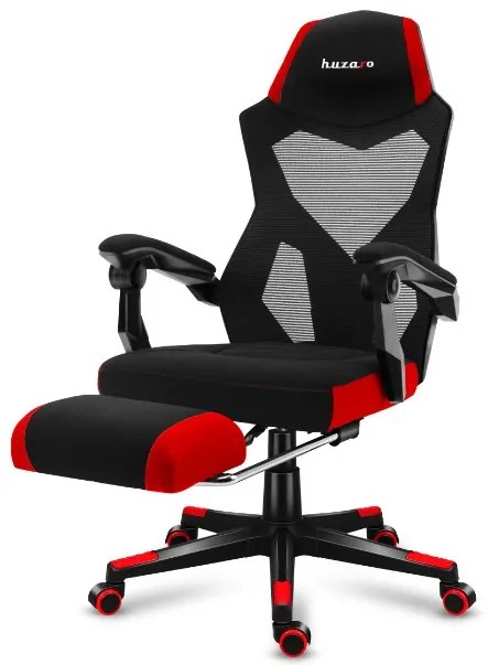 Ergonomické herné červené kreslo s opierkou nôh COMBAT 3.0