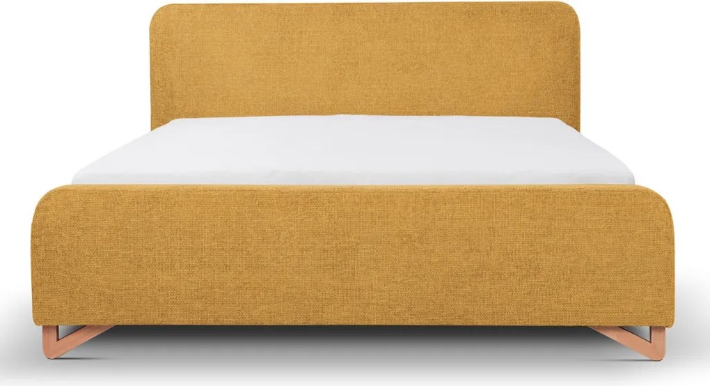 Posteľ Flamingo 180x200 cm, žltá štruktúrovaná tkanina