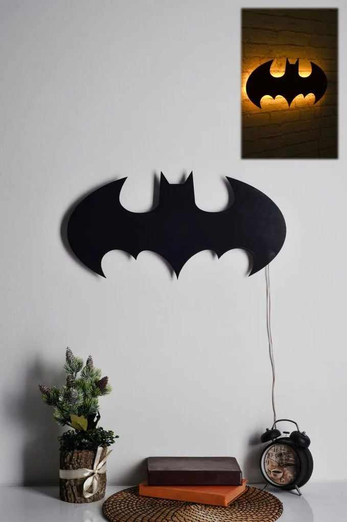 Nástenná dekorácia s led svetlom Batman žltá