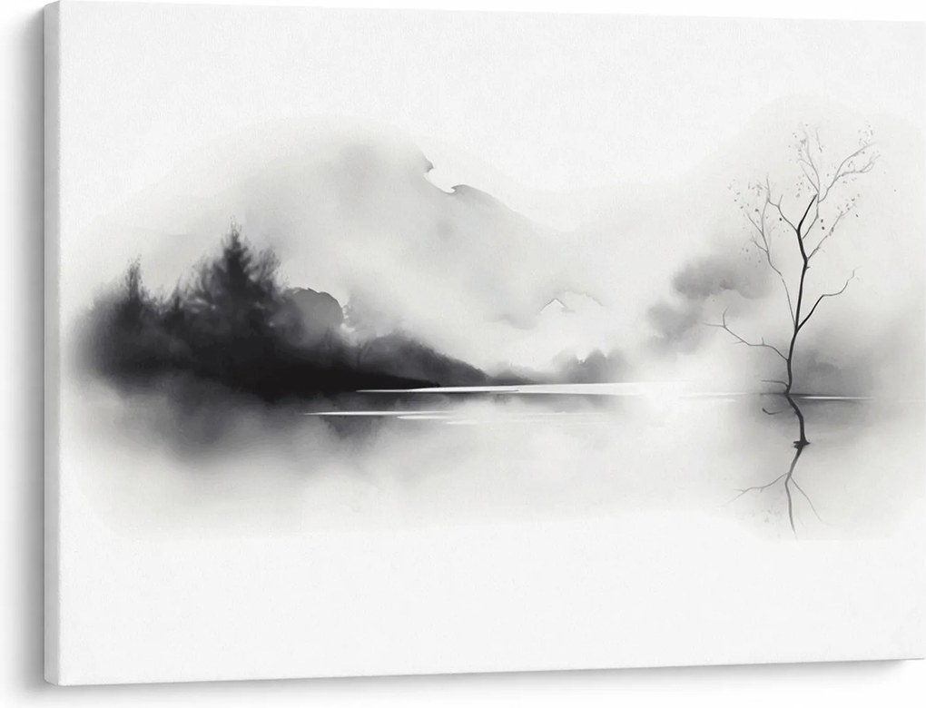 Obraz - Atramentová maľba krajiny (70x50 cm)