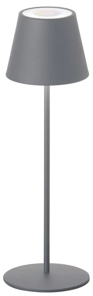 Sivá LED stmievateľná stolová lampa so senzorom pohybu a s kovovým tienidlom (výška 38 cm) Consenza – Fischer &amp; Honsel