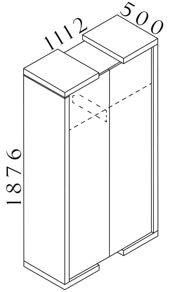 Vysoká šatníková skriňa Lineart 111,2 x 50 x 187,6 cm, brest tmavý / antracit