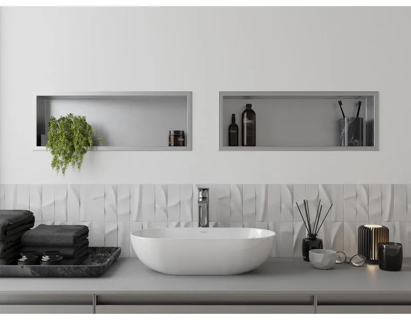 Mexen X-Wall-R, polička na zapustenie na obklad s golierom 60 x 20 cm, oceľová, 1910602010